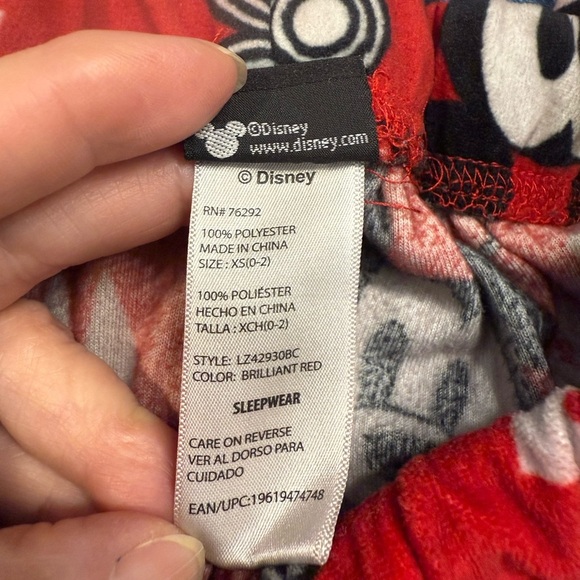 Disney Mickey Mouse Pajama Pants with elastic waist Red black & white Size XS - Picture 7 of 8